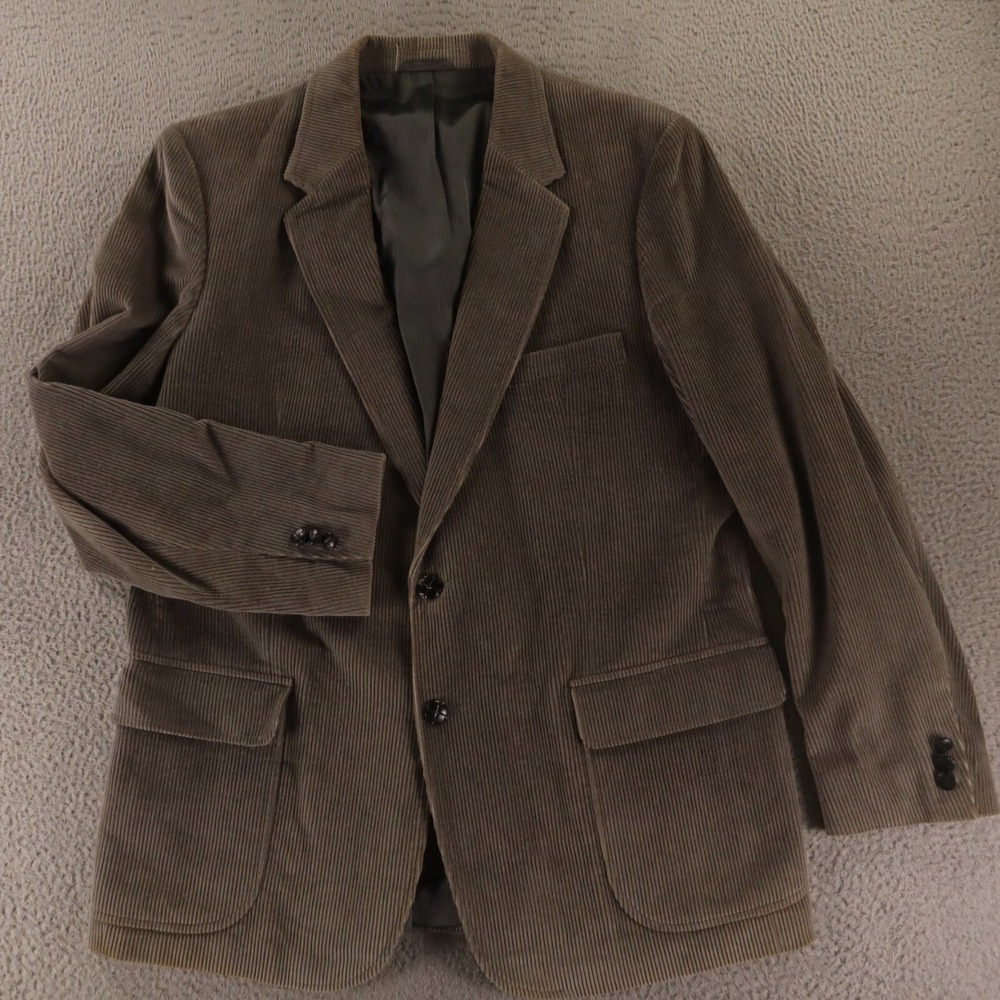 VTG Corduroy Jacket M Gray 100% Cotton Blazer‎ Patch Pockets Poland 42R